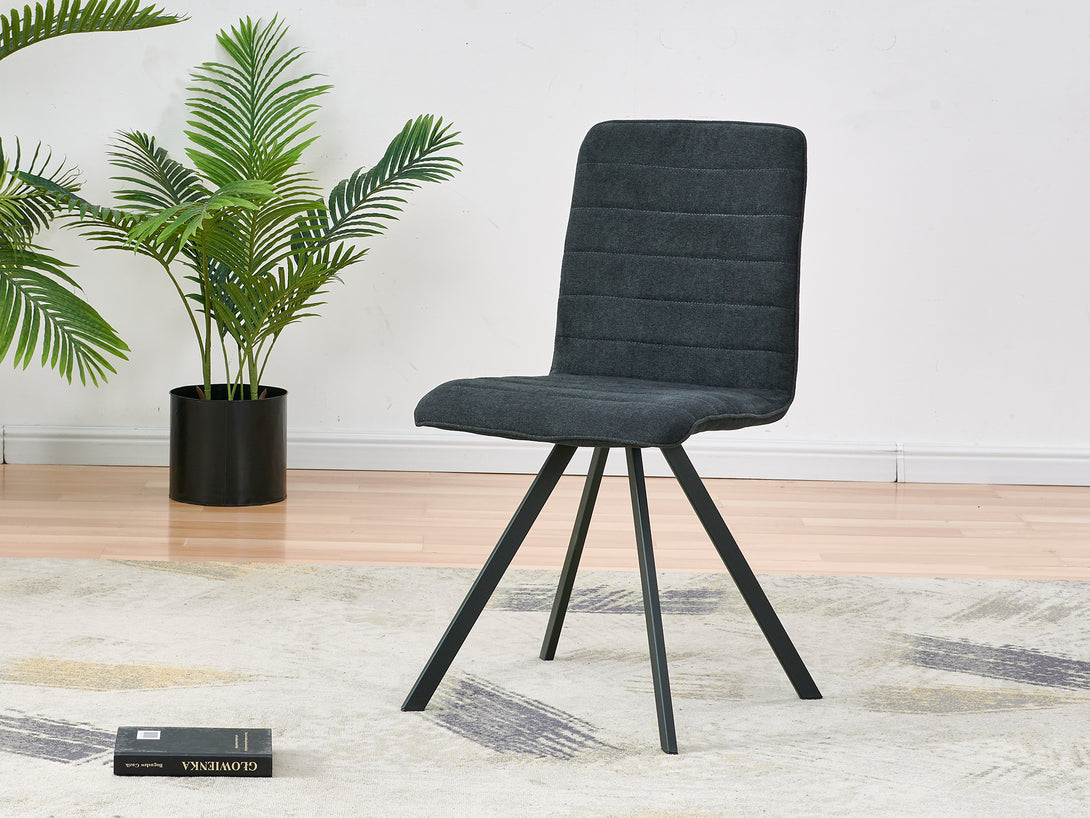 Treasurebox NOELLE 4PCS Upholstered Dining Chair - DARK GREY