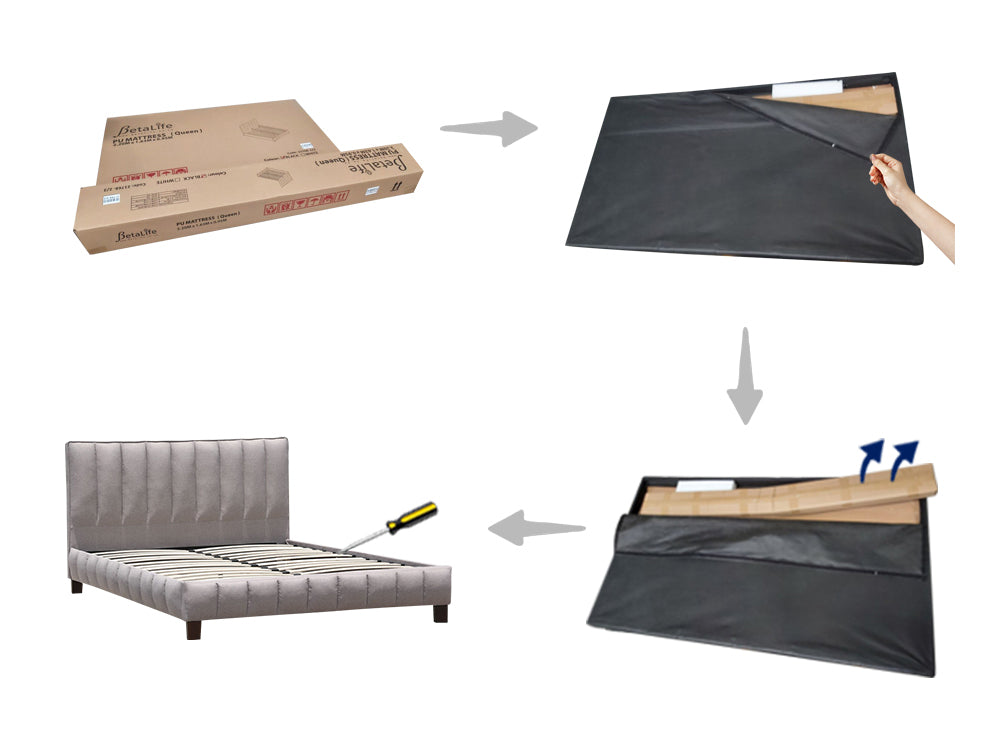 Treasurebox EIGER Queen Bed Frame - LIGHT GREY