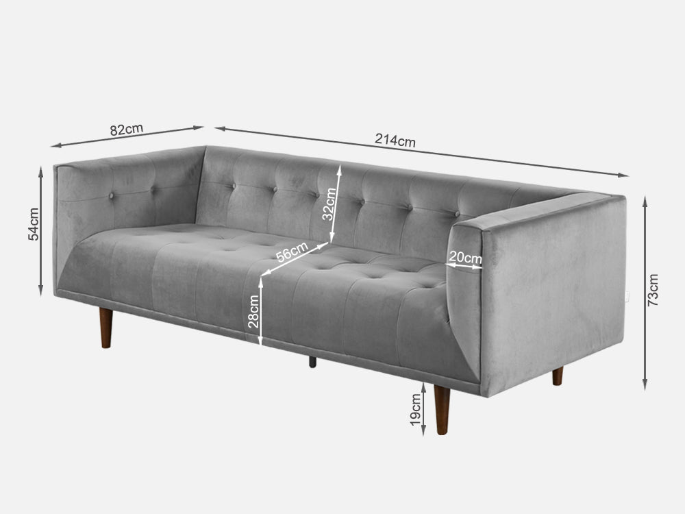 Treasurebox MANAROLA 3 Seater Sofa - GREY