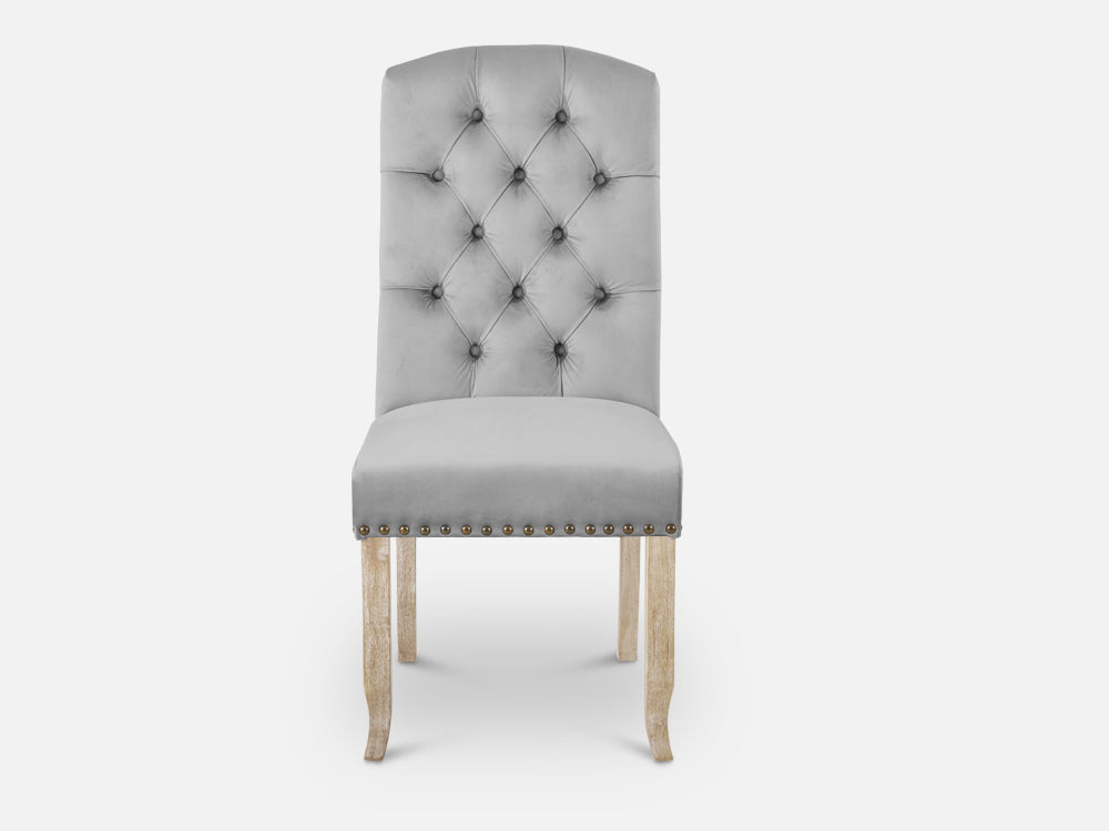 Treasurebox LAYLA 2PCS Velvet Dining Chair - GREY