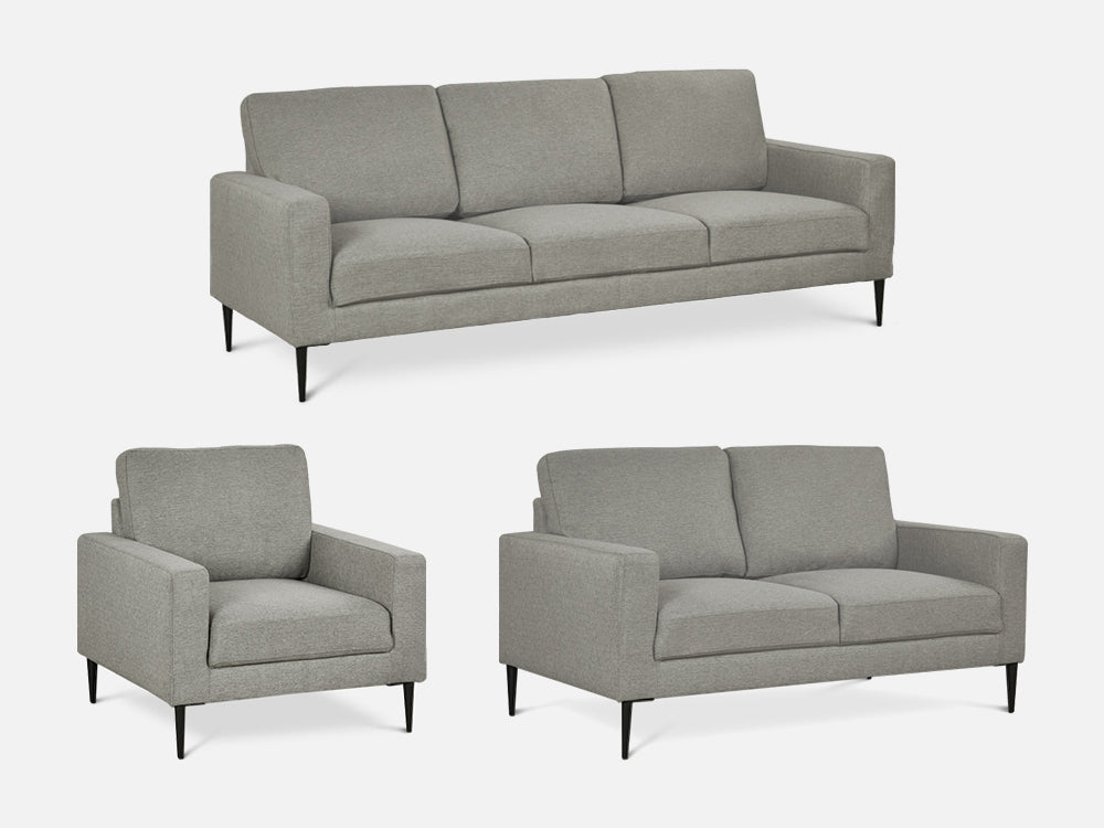 Toronto 3 Piece Sofa Set - Light Grey By Treasurebox