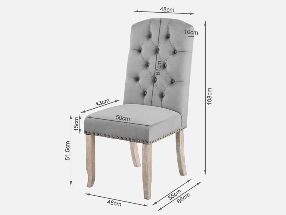 LAYLA 6PCS Velvet Dining Chair - GREY