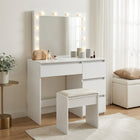 Begonia 2 Piece Dressing Table with Mirror & Stool Set - White
