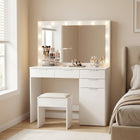 Comfrey 2 Piece Dressing Table with Mirror & Stool Set - White