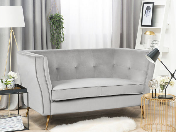 Treasurebox OSLO 2 Seater Velvet Sofa - LIGHT GREY