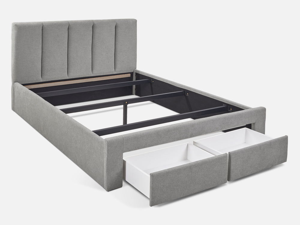 Treasurebox HLOLELA Queen Bed Frame with Storage - LIGHT GREY