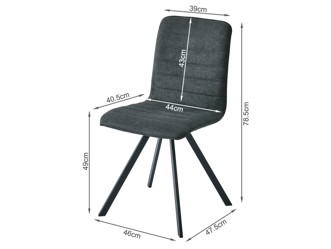 Treasurebox NOELLE 4PCS Upholstered Dining Chair - DARK GREY