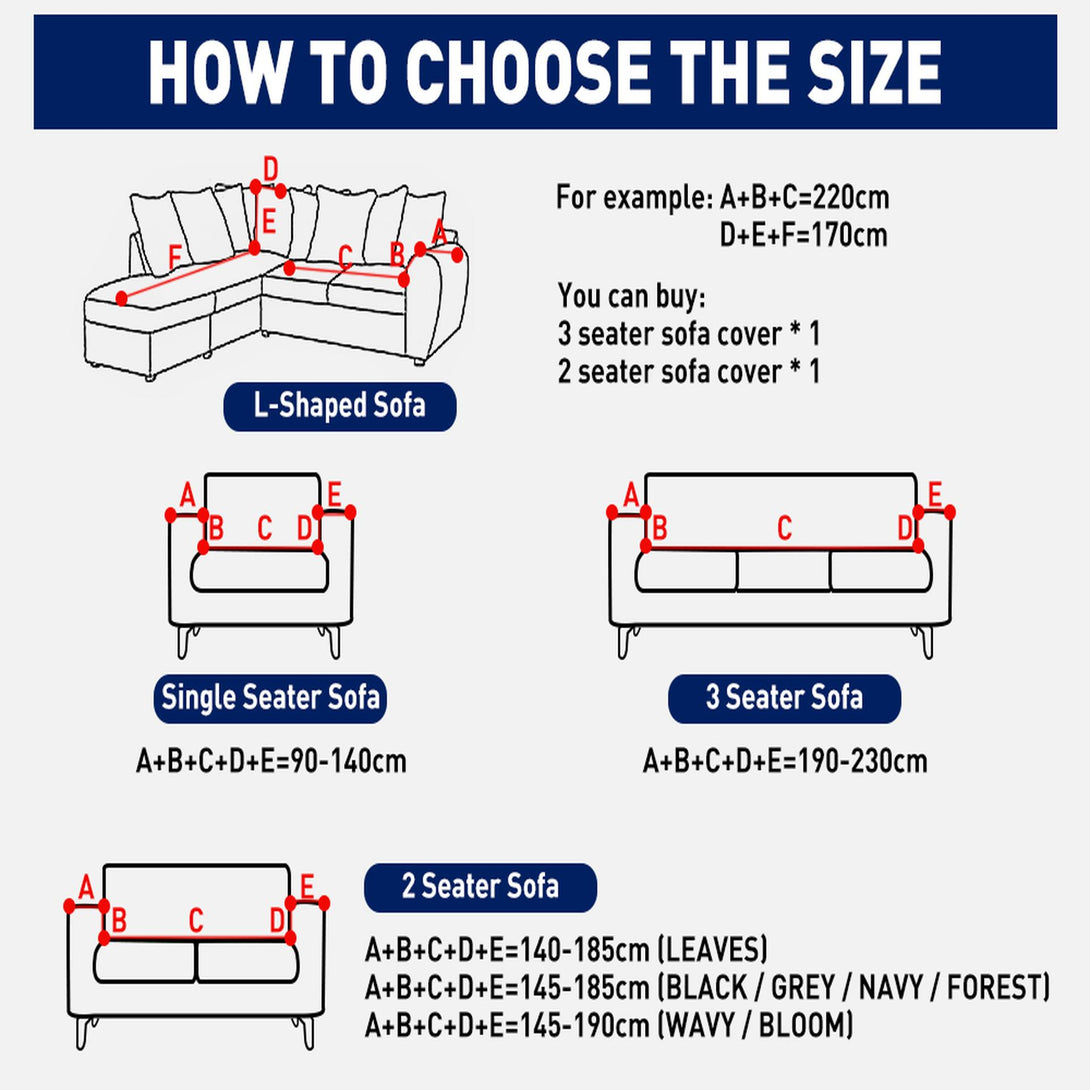 Single Seater Sofa Couch Cover 90-140cm - Grey