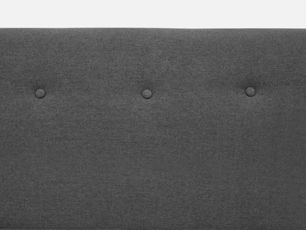 Close-up of the dark grey upholstery and button details on the MUNICH 3-Seater Sofa Bed.