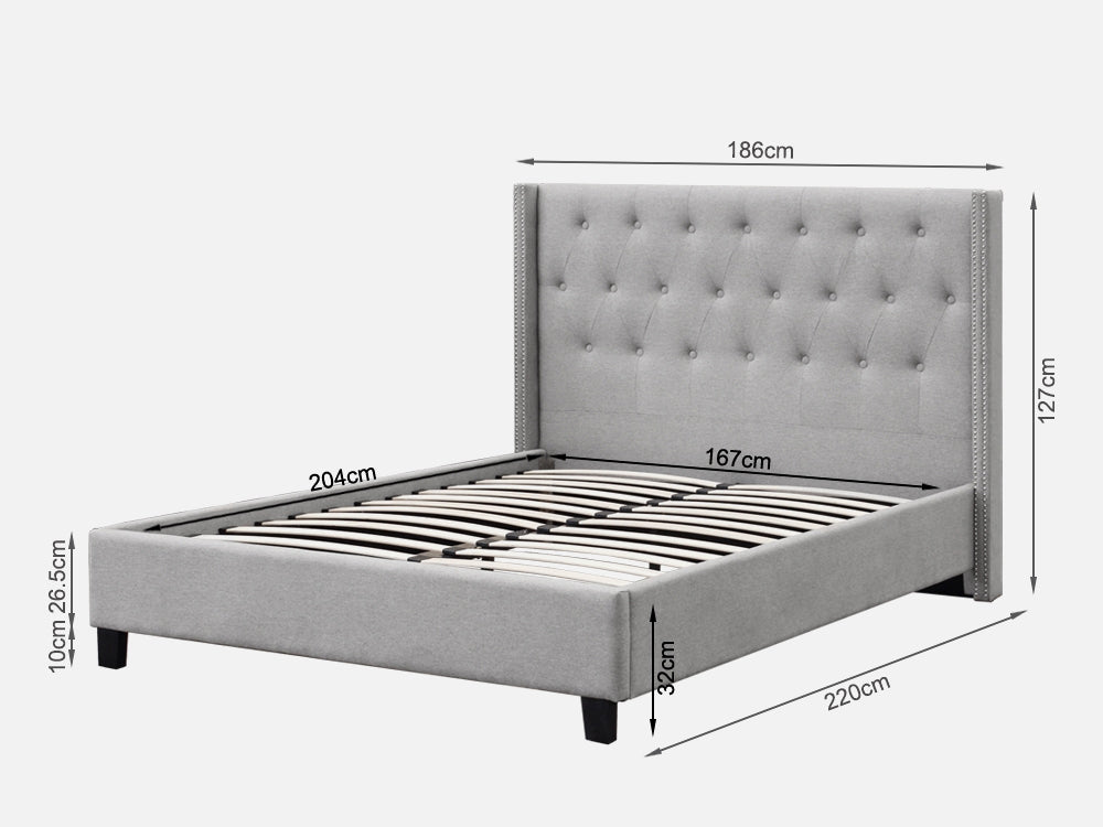 Treasurebox ELBRUS King Bed Frame - LIGHT GREY 21774