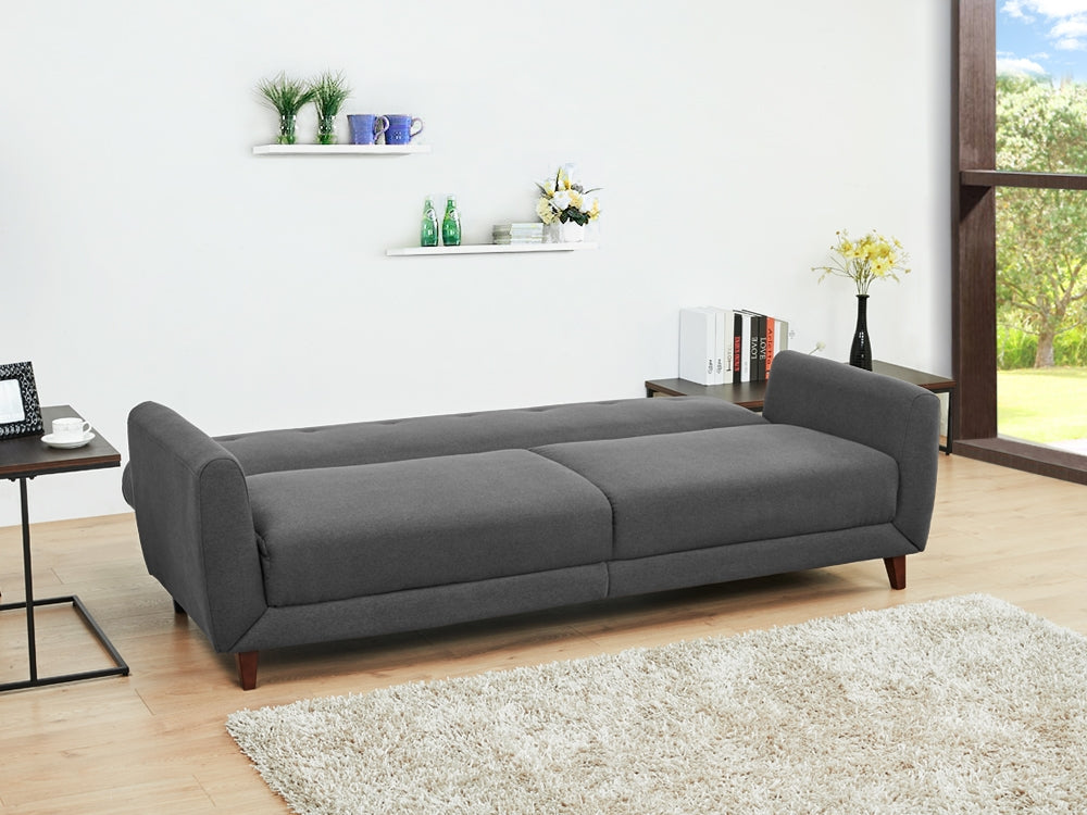 MUNICH 3-Seater Sofa Bed in dark grey, convertible design for living rooms, perfect for guests.