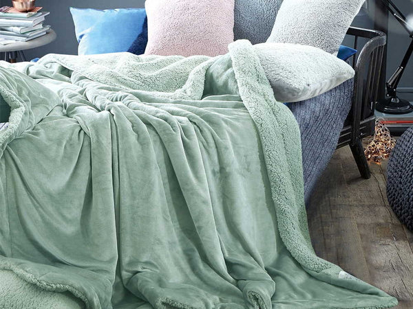 Double Layer Warm Fleece Blanket Throw Blanket - MINT GREEN
