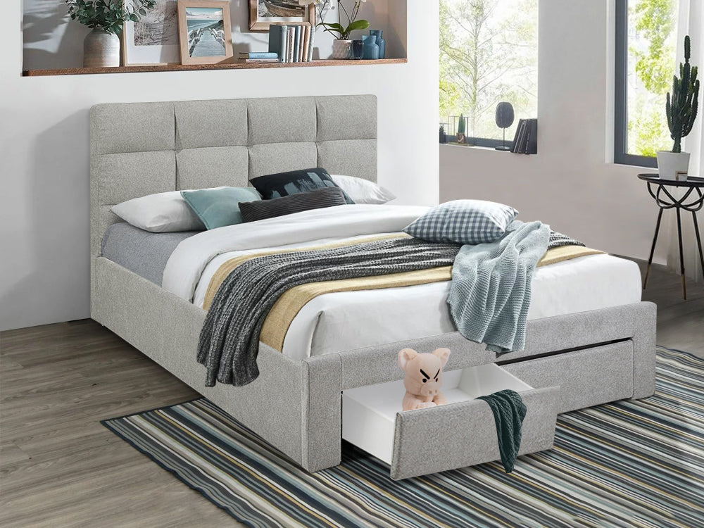 Treasurebox MUSALA Queen Bed Frame with Storage - LIGHT GREY