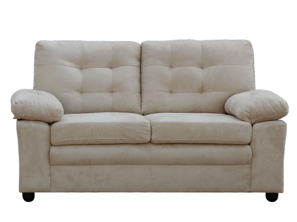 LAWRENCE 2-Seater Sofa in beige with tufted high back and cushioned seats, perfect for modern living room decor.