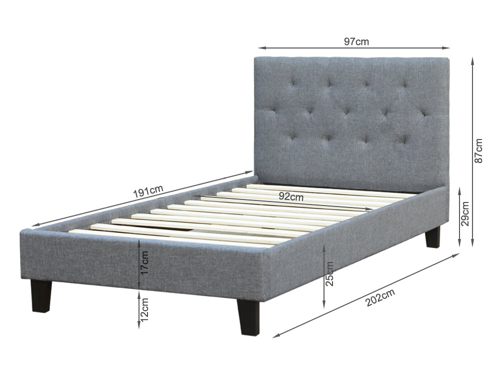 Treasurebox BLANE Single Bed Frame - GREY