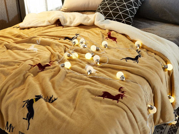 Double Layer Warm Fleece Blanket Throw Bedding Duvet Cover Throw Blanket