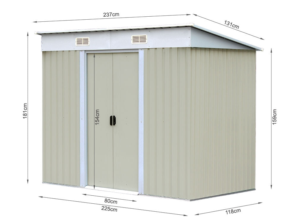 Treasurebox Garden Shed 2.37M x 1.31M x 1.81M BEIGE