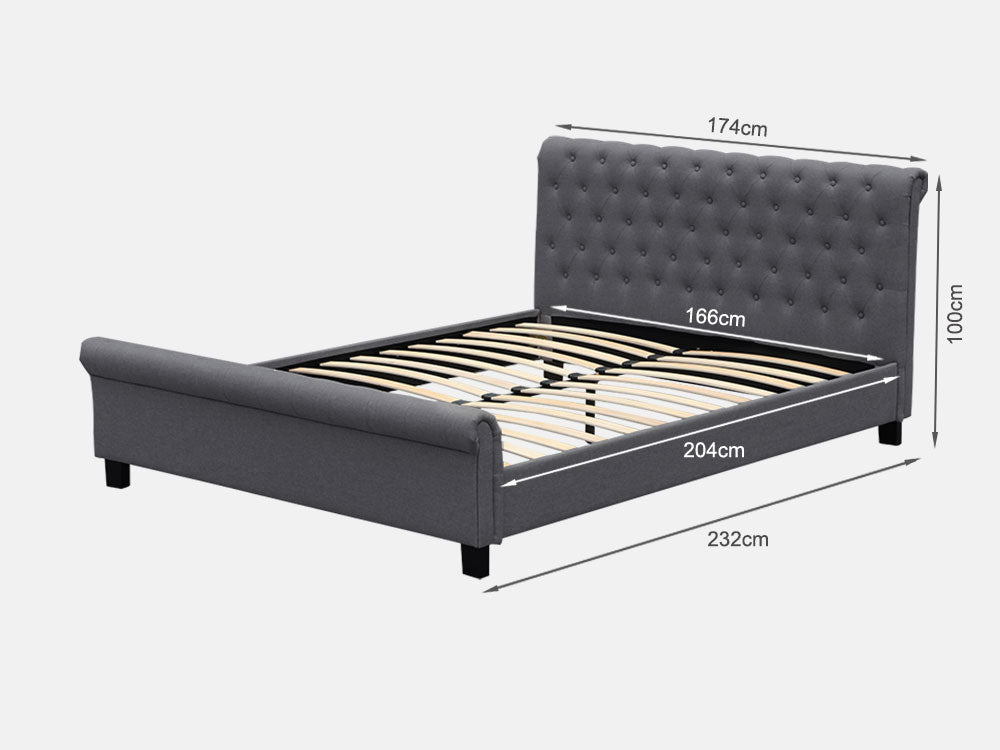Treasurebox EGMONT King Bed Frame - DARK GREY