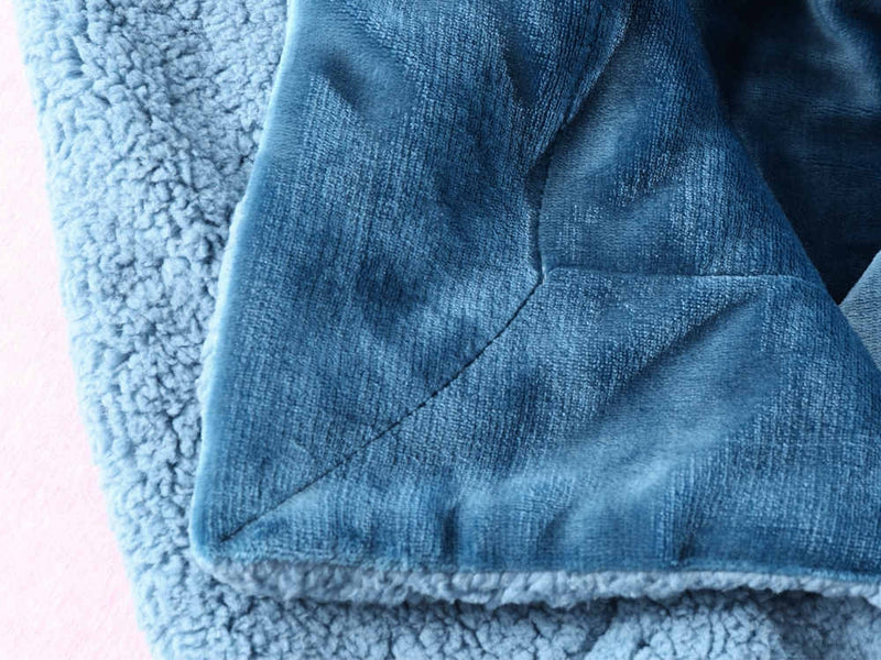Double Layer Warm Fleece Blanket Marine Blue – Treasurebox
