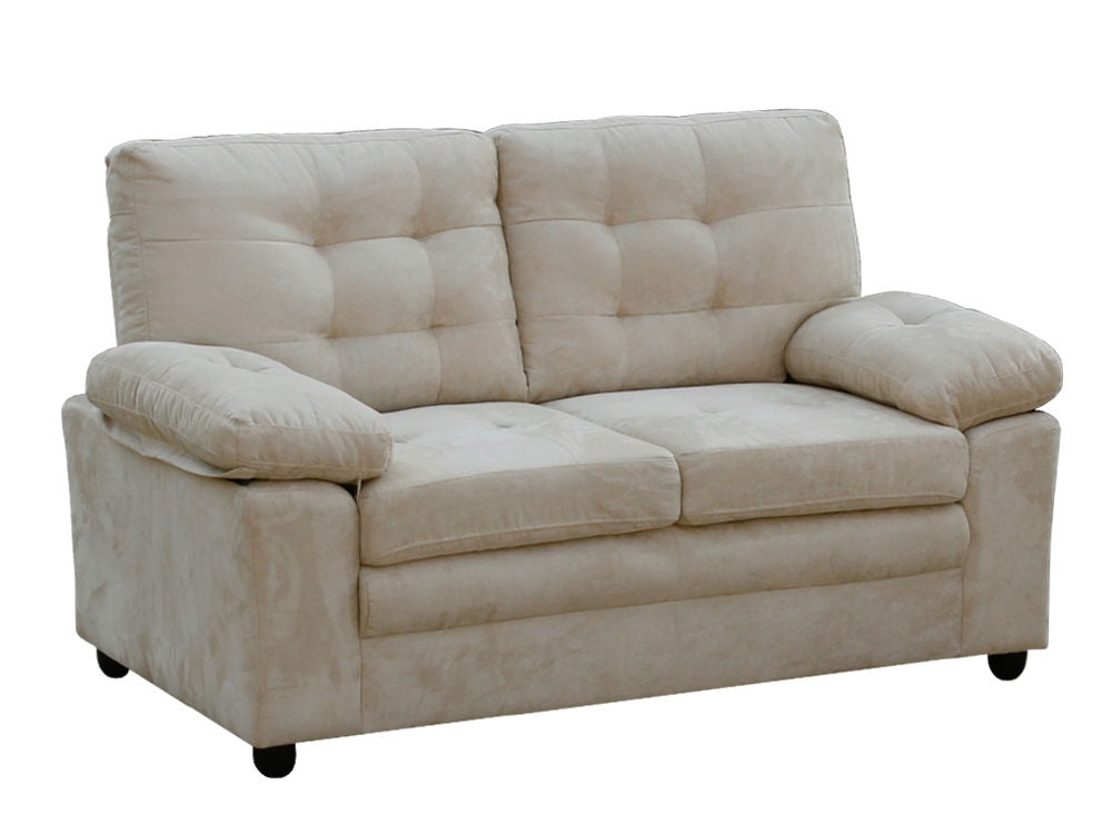 LAWRENCE 2-Seater Sofa in beige with tufted cushions, perfect for modern living room style and comfort.