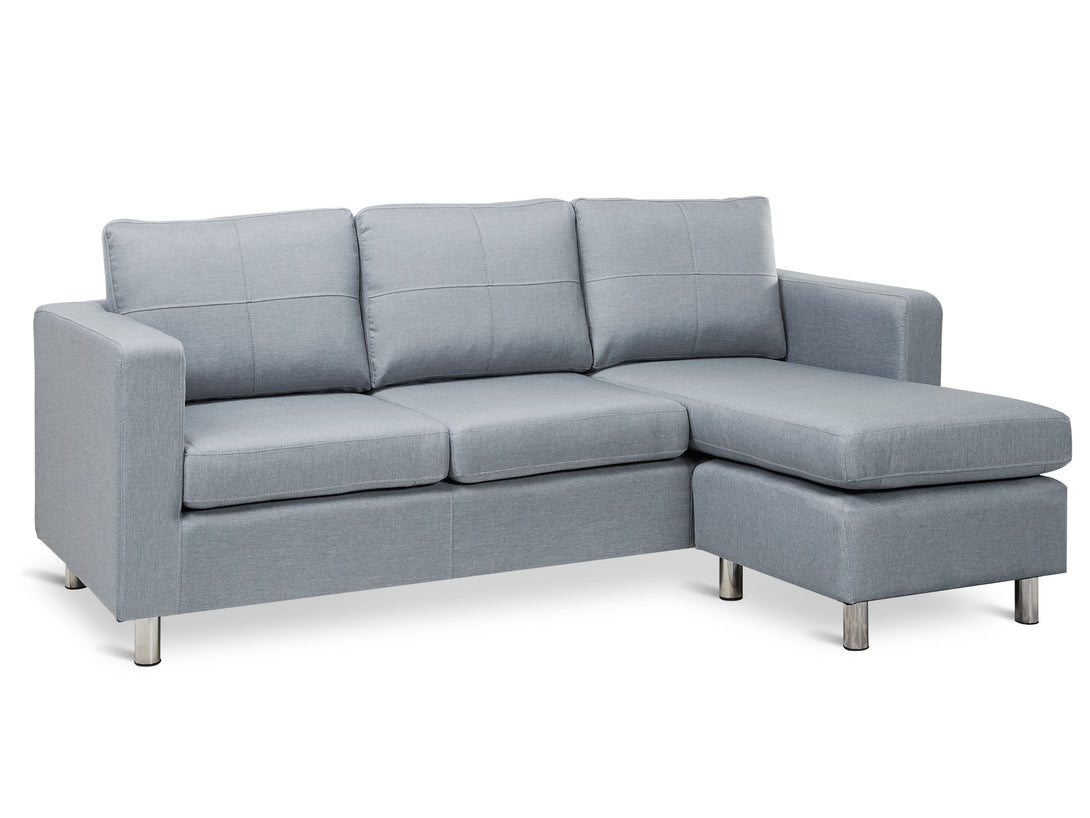 Treasurebox Seattle 3-Seater Fabric Sofa Couch with Chaise - Grey