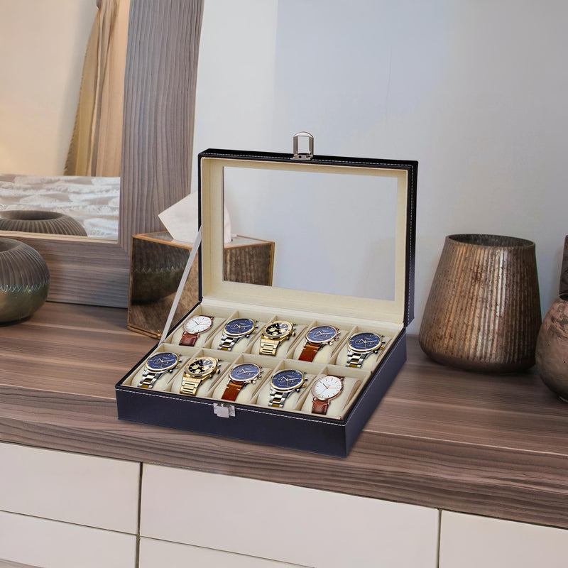 10 Slots Watch Storage Box Elegant Display Protection