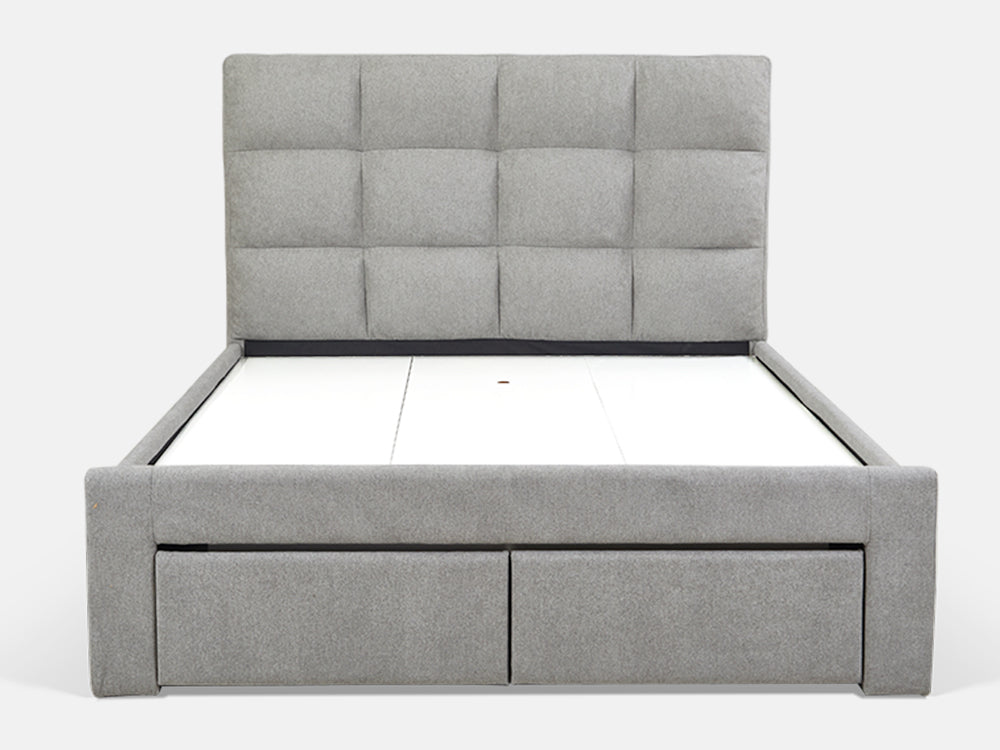 Treasurebox MUSALA Queen Bed Frame with Storage - LIGHT GREY