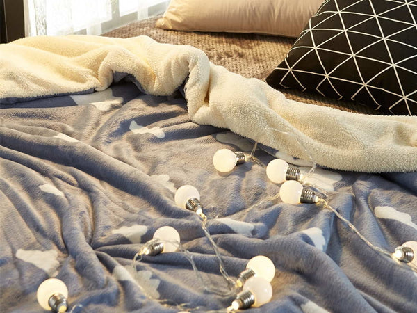 Double Layer Warm Fleece Blanket Throw Bedding Duvet Cover Throw Blanket