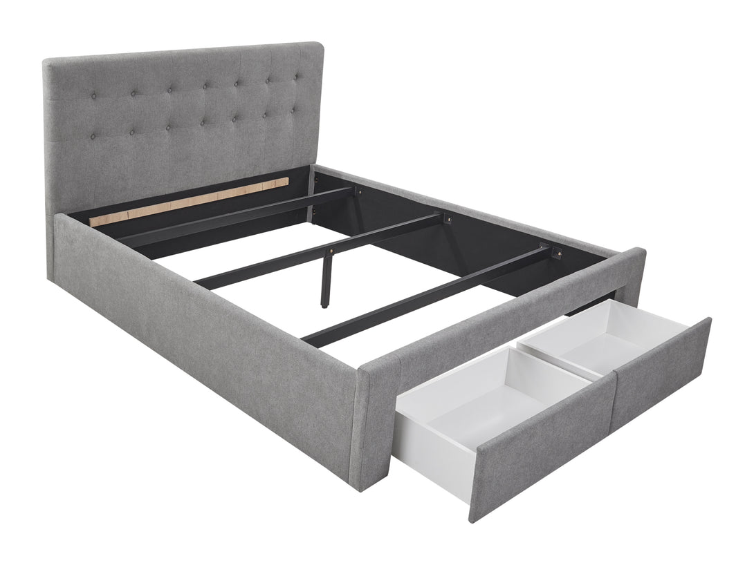Treasurebox JULIAN Queen Bed Frame with Storage - LIGHT GREY