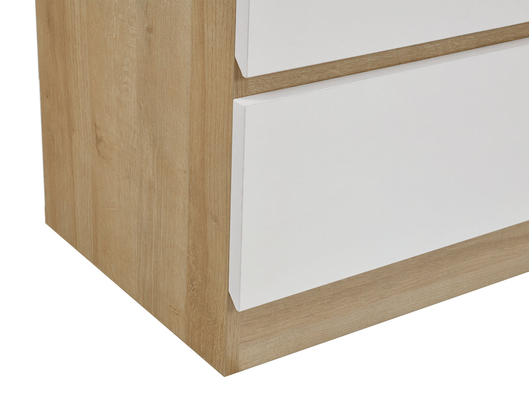 Harris 6 Drawers Slim Tallboy - Oak + White