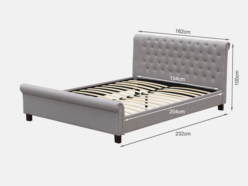 Treasurebox EGMONT Queen Bed Frame - LIGHT GREY