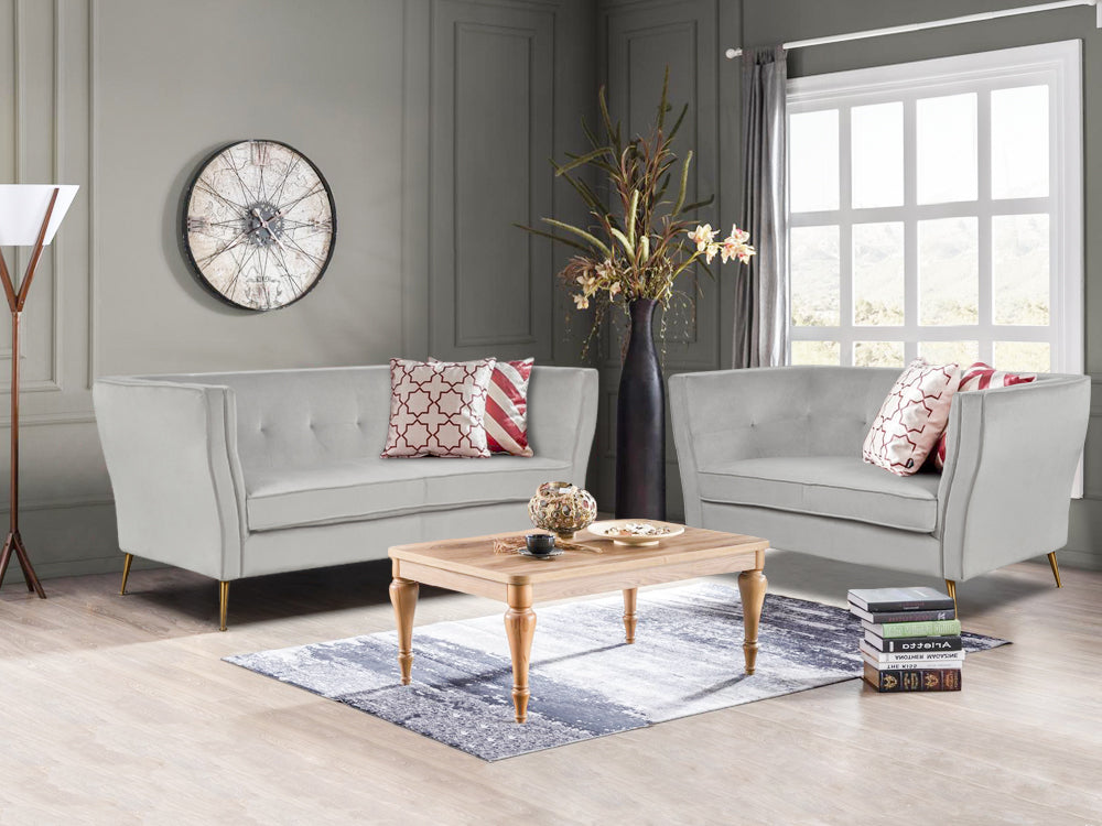 OSLO Sofa Set 2PCS - LIGHT GREY By Treasurebox