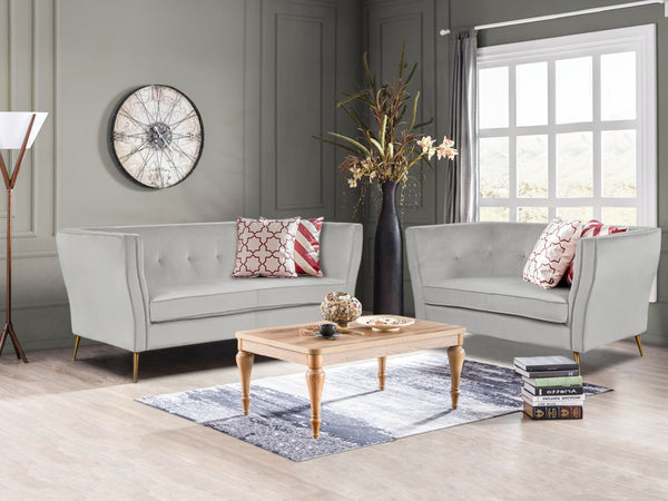 OSLO Sofa Set 2PCS - LIGHT GREY By Treasurebox