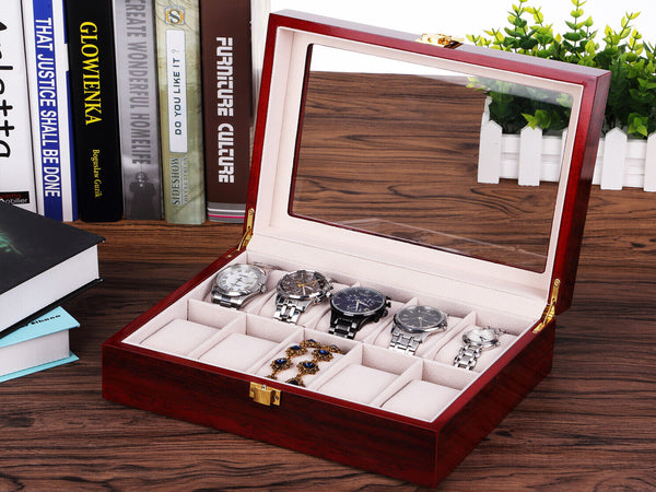 10 Slots Wooden Watch Storage Box Display Case