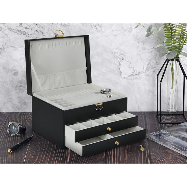 3 Tier PU Leather Jewellery Storage Box