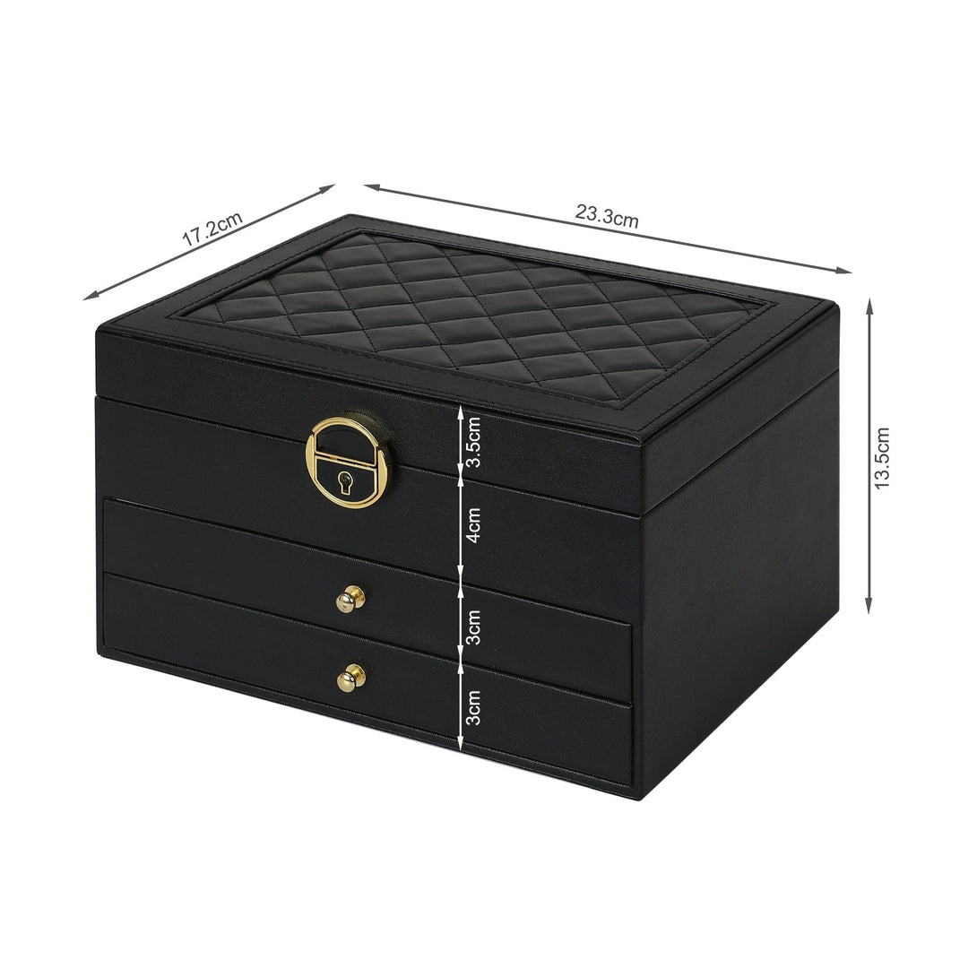 3 Tier PU Leather Jewellery Storage Box