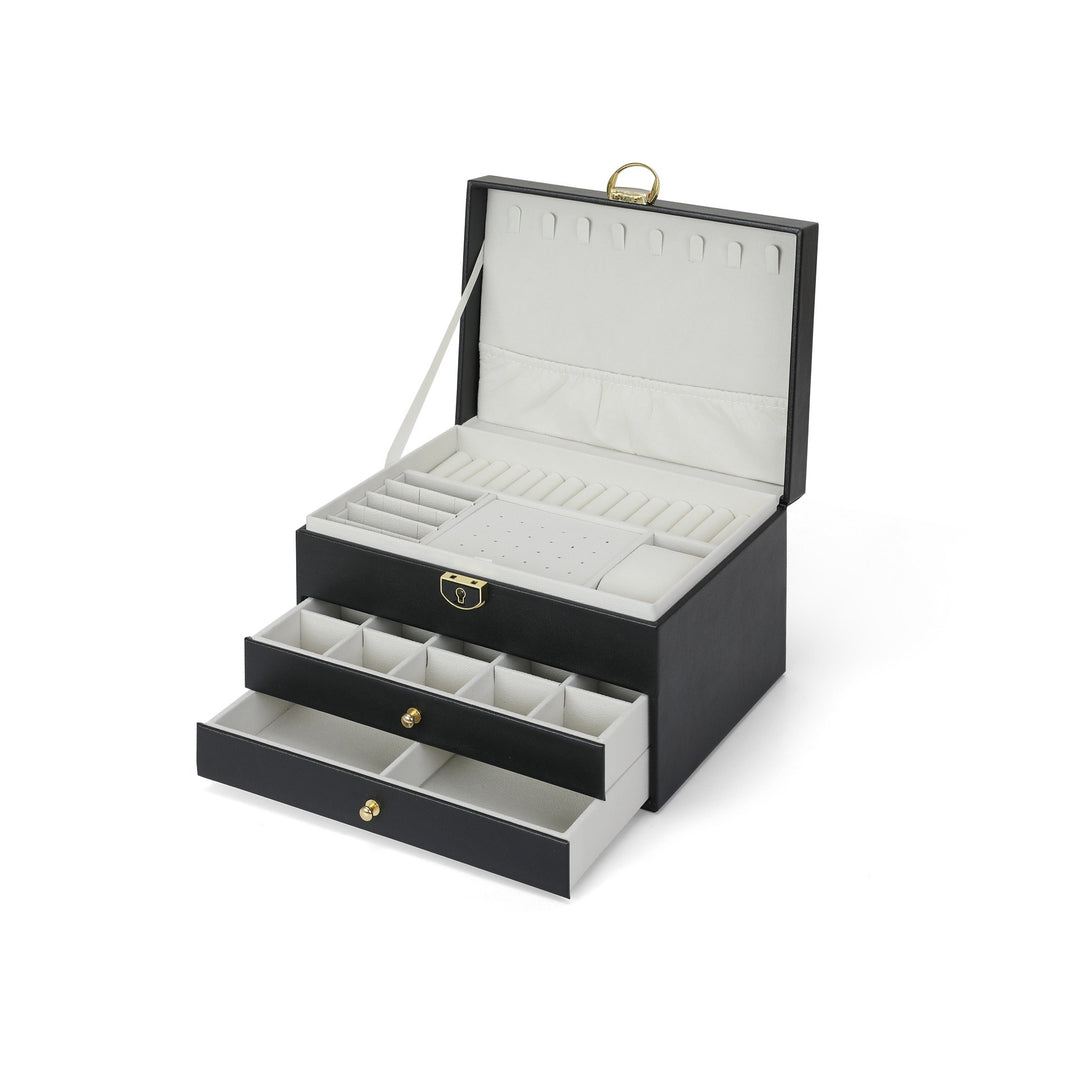 3 Tier PU Leather Jewellery Storage Box