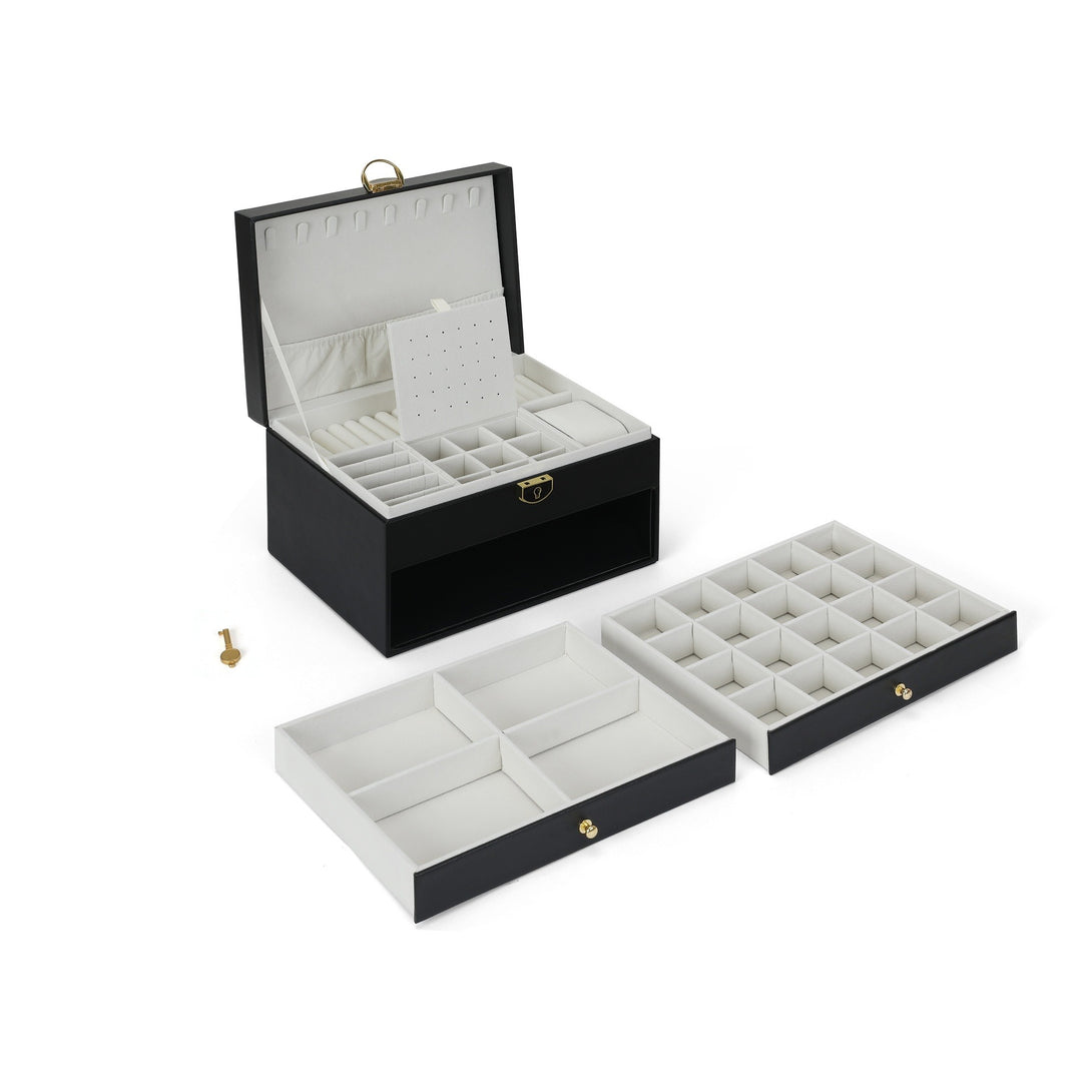3 Tier PU Leather Jewellery Storage Box