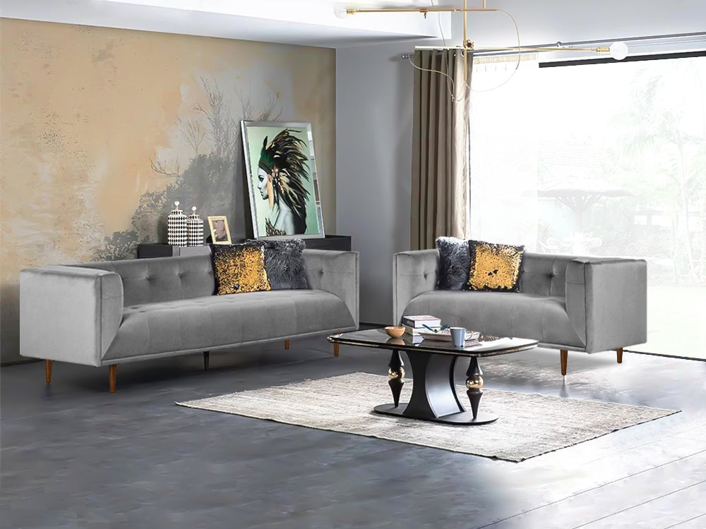 Treasurebox MANAROLA Sofa Set 2PCS - GREY