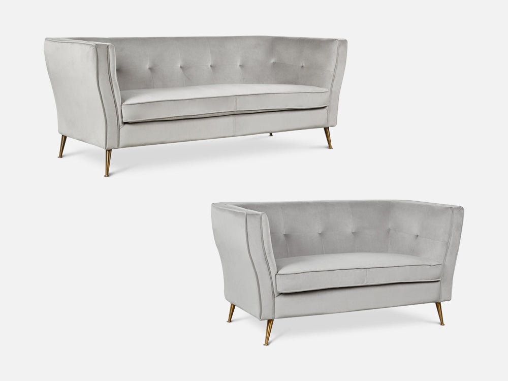 OSLO Sofa Set 2PCS - LIGHT GREY By Treasurebox