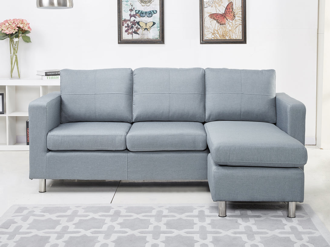 Treasurebox Seattle 3-Seater Fabric Sofa Couch with Chaise - Grey