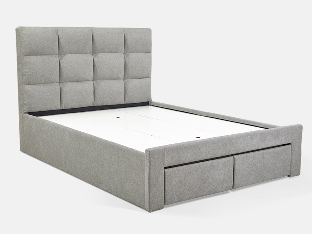 Treasurebox MUSALA Queen Bed Frame with Storage - LIGHT GREY