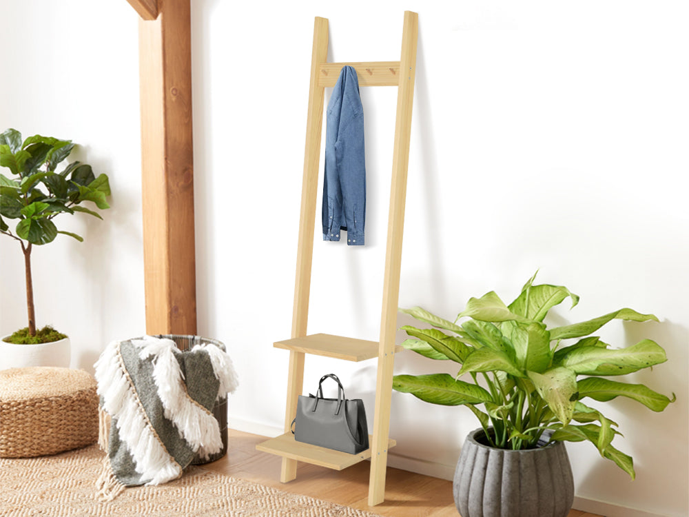 PYALA Wooden Coat Rack Hanger - Stylish Oak Storage – Treasurebox