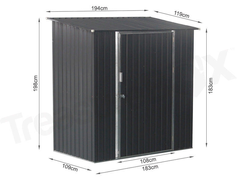 Treasurebox TOUGHOUT Garden Shed 1.94M x 1.19M x 1.98M BLACK