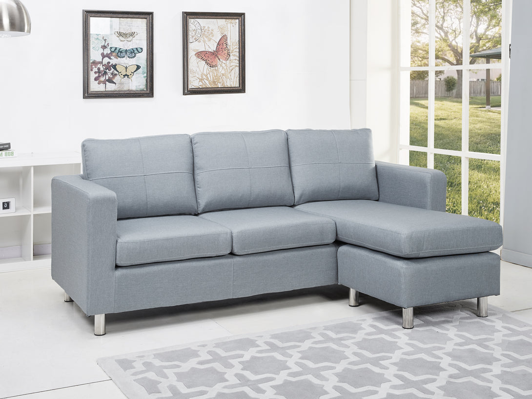 Treasurebox Seattle 3-Seater Fabric Sofa Couch with Chaise - Grey