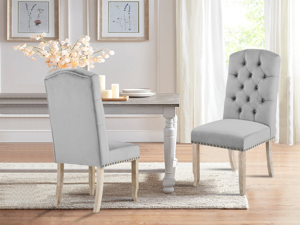 Treasurebox LAYLA 2PCS Velvet Dining Chair - GREY