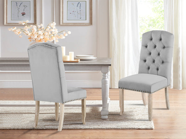 Treasurebox LAYLA 2PCS Velvet Dining Chair - GREY