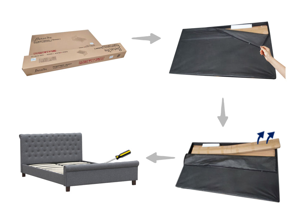 Treasurebox EGMONT Queen Bed Frame - DARK GREY