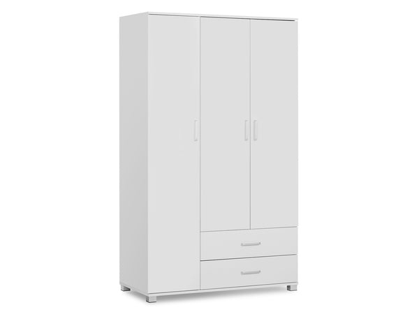 Bram 3 Door Wardrobe with 2 Drawers - White