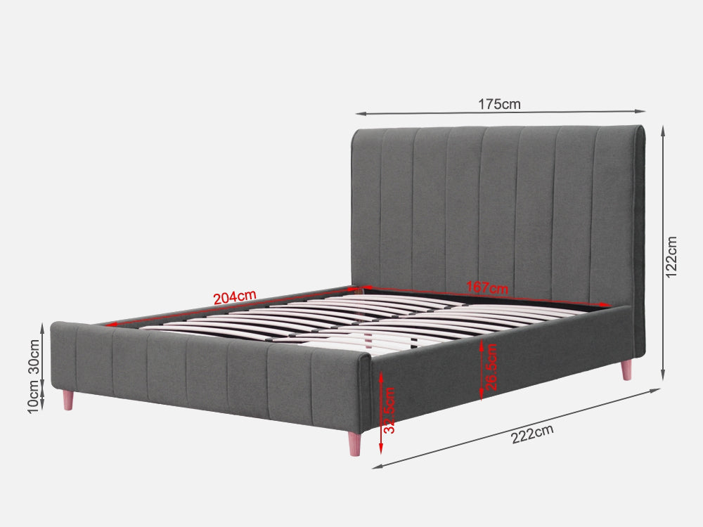 Treasurebox SIERRA King Bed Frame - GREY 21780